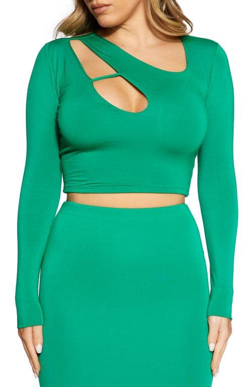 Naked Wardrobe Smooth Cutout Crop Knit Top in Kelly Green