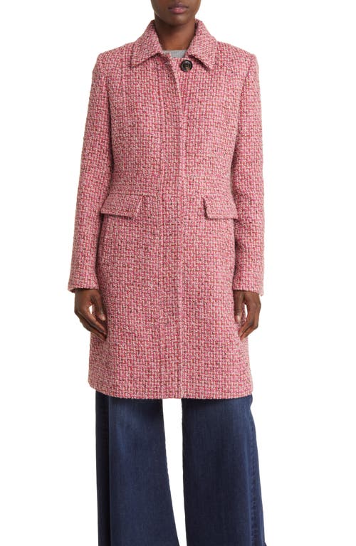 Sam Edelman Longline Tweed Coat in Pink Tweed