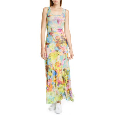 Fuzzi Floral Tank Maxi Dress, Blue