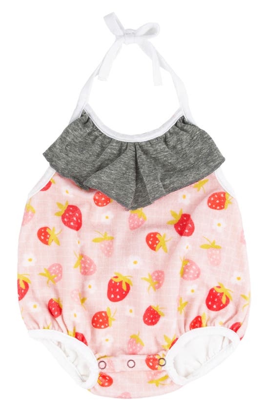 Shop Miki Miette Star Halter Bubble Romper In Strawberry Fields