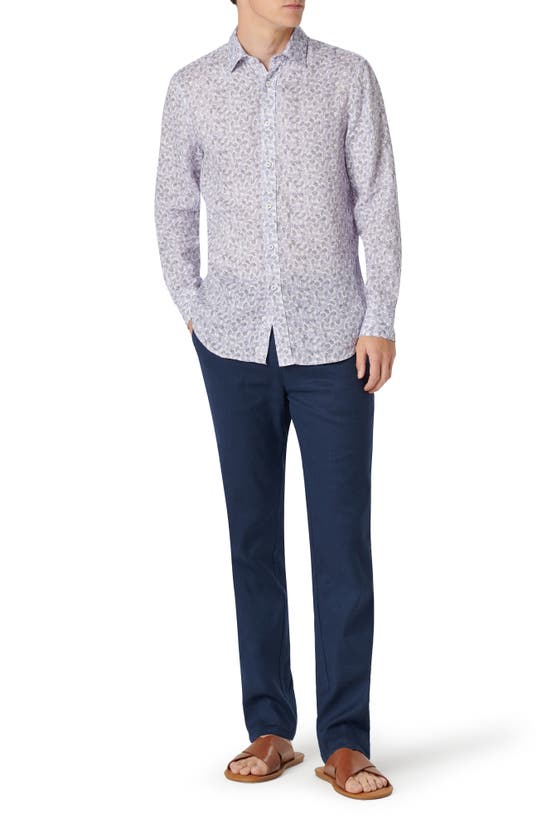 Shop Bugatchi Julian Linen Shaped Fit Button-up Shirt In Lilac