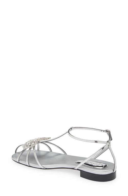 Shop Piferi Maggio Metallic Flat Sandal In Silver/crystal