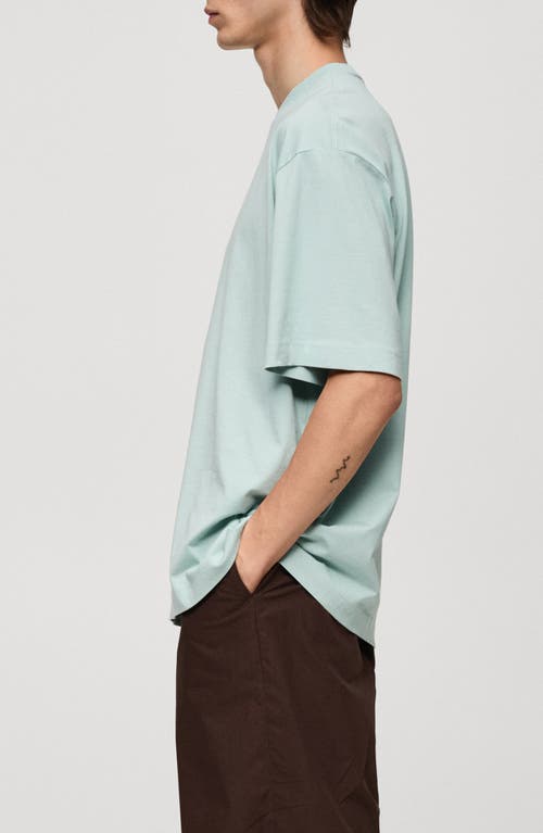 Shop Mango Oversize Cotton T-shirt In Aqua Green