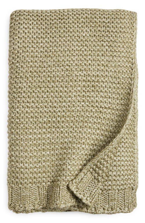 Nordstrom Heathered Knit Throw Blanket in Green Lichen