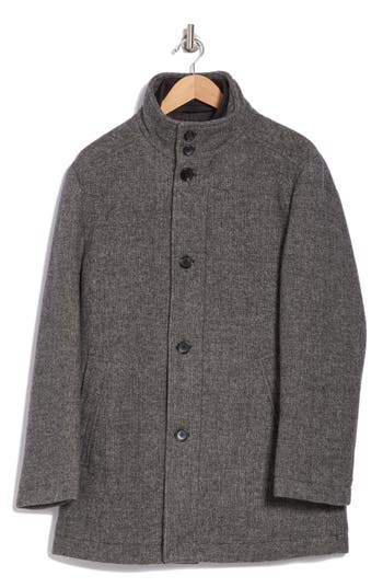 English Laundry Wool Blend Coat With Quilted Bib In Grey
