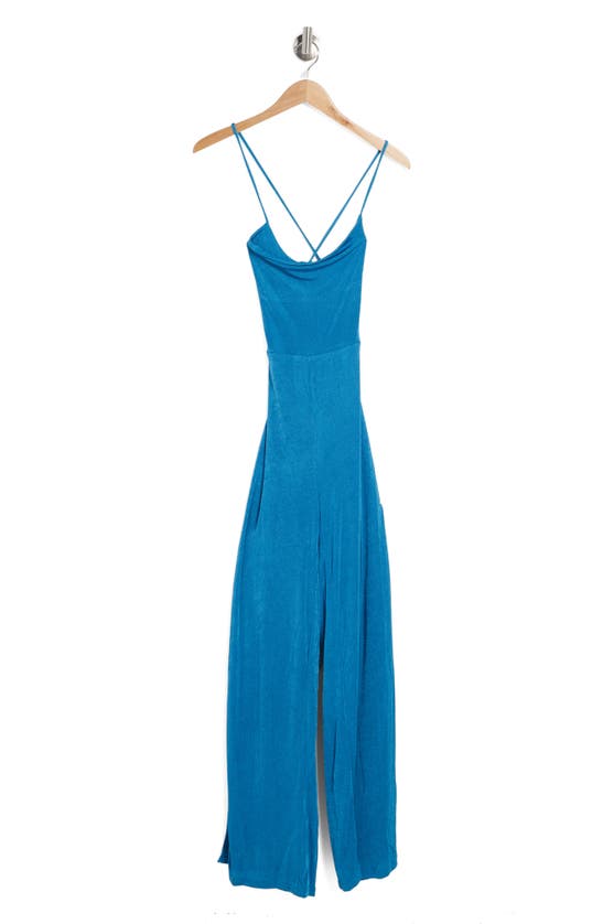 Lulus Owning The Vibe Wide Leg Jumpsuit In Blue