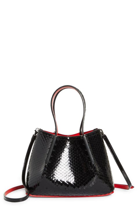 STAUD Bissett Patent Leather Bucket Bag in Black