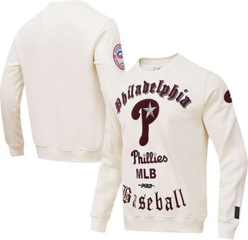 PRO STANDARD Men's Pro Standard Cream Philadelphia Phillies Cooperstown  Collection Retro Old English Pullover Sweatshirt