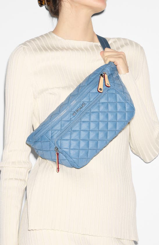 Shop Mz Wallace Metro Quilted Nylon Sling Bag In Medium Blue