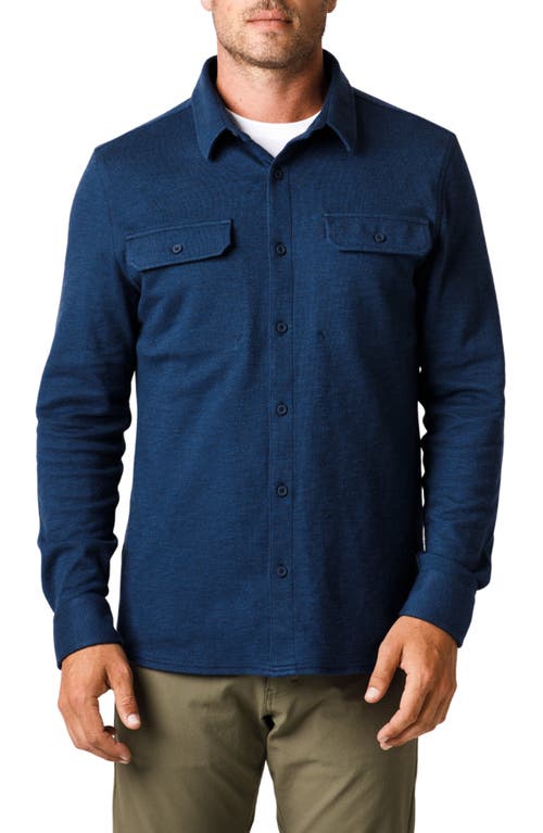 Transit Knit Button-Up Overshirt in Navy