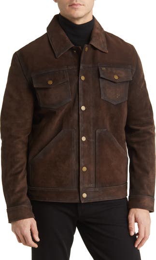 Cole haan men's leather trucker clearance jacket