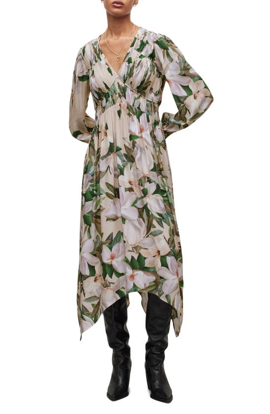 ALLSAINTS ALLSAINTS ESTELLE ALESSANDRA FLORAL LONG SLEEVE MIDI DRESS