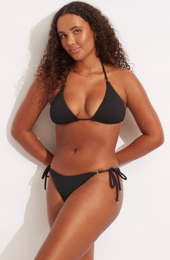 Seafolly Sea Dive Slide Tri Bikini Top In Black