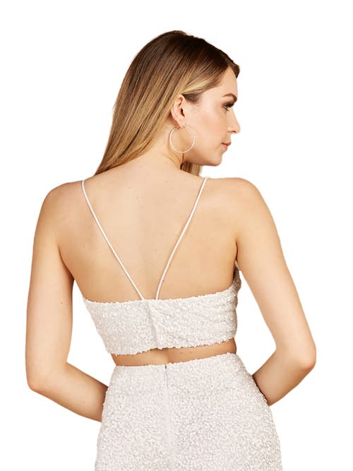 Lara New York Spaghetti Strap Beaded Top In Ivory