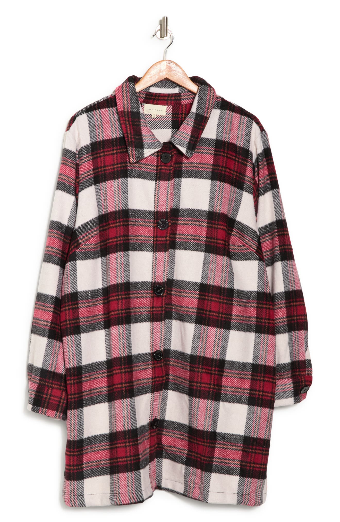 Melloday Plaid Shacket in Red/White Plaid at Nordstrom Rack, Size 3X