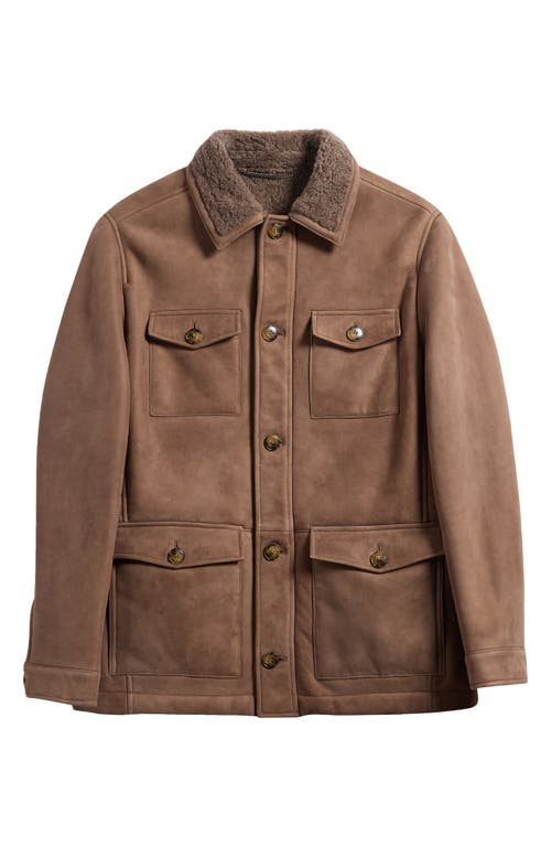 Canali Suede & Shearling Field Jacket In Light Brown