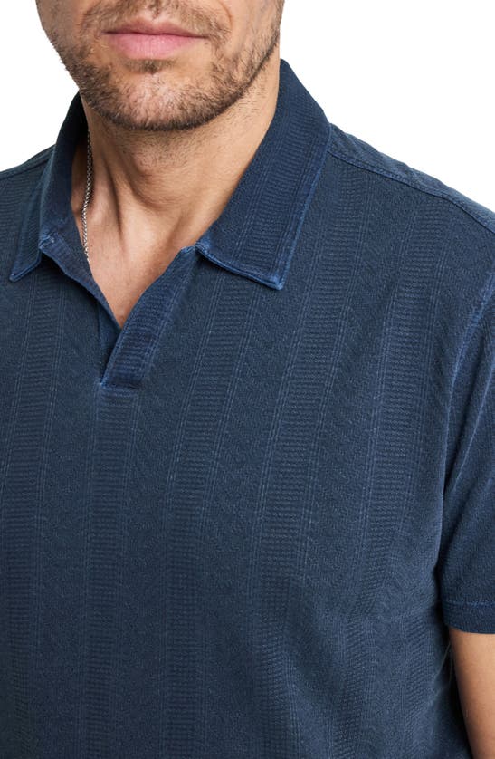 Shop John Varvatos Zion Jacquard Garment Polo In Deep Blue