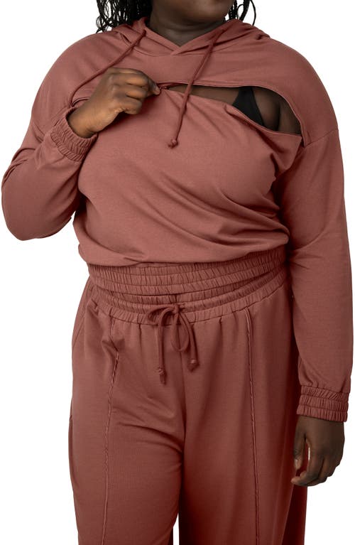 Shop Kindred Bravely Mila Crop Maternity/nursing Hoodie In Redwood