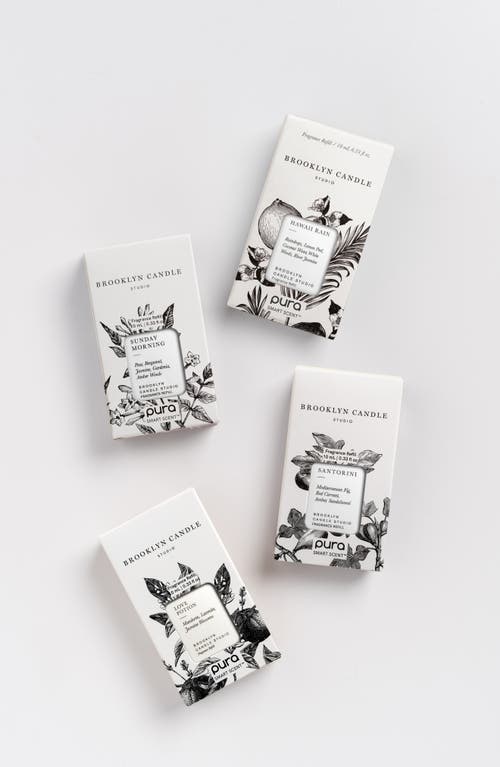 Pura X Brooklyn Candle Best Sellers & 4 Smart Fragrance Diffuser & Refill Set In White