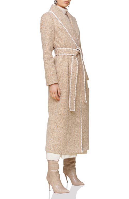 Shop Avec Les Filles Blanket Stitch Coat In Camel Melange