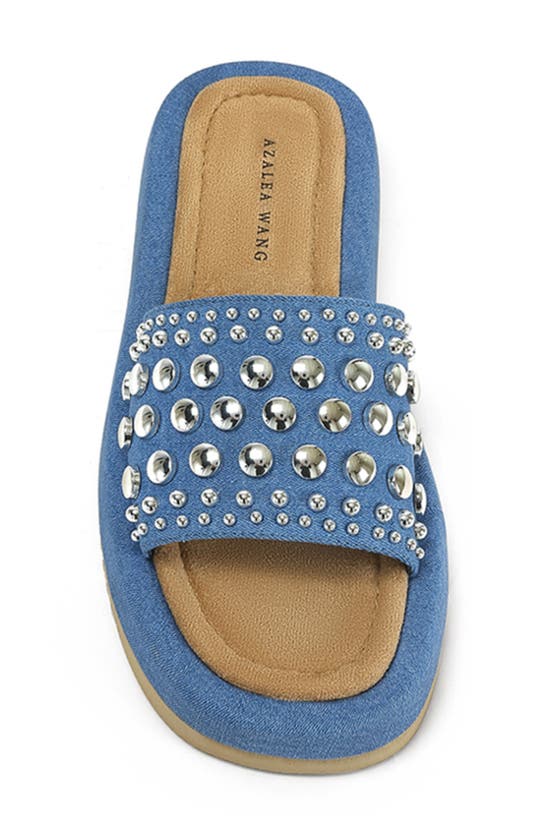 Azalea Wang Espinosa Platform Slide Sandal In Blue