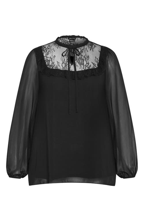 Shop City Chic Greta Lace Trim Top In Black