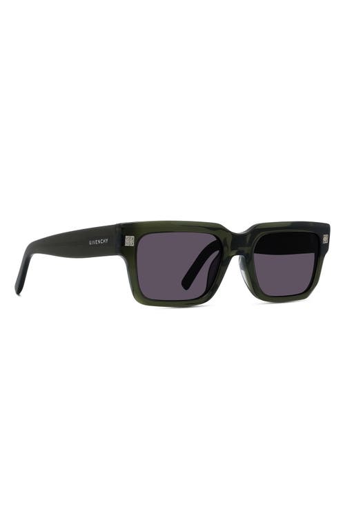 Shop Givenchy Gv Day 53mm Square Sunglasses In Shiny Dark Green/smoke