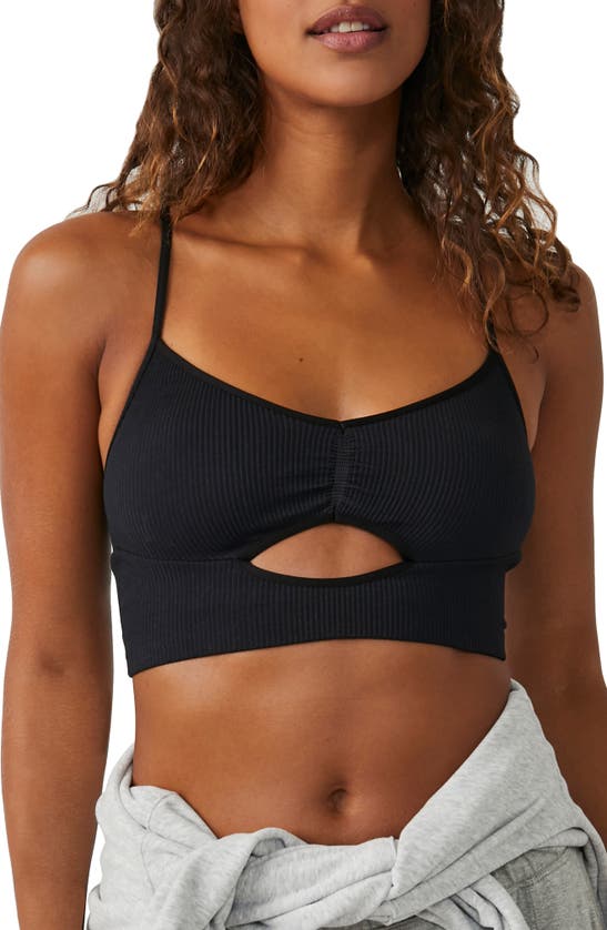 Free People Free Throw Strappy Back Cutout Crop Top In Black