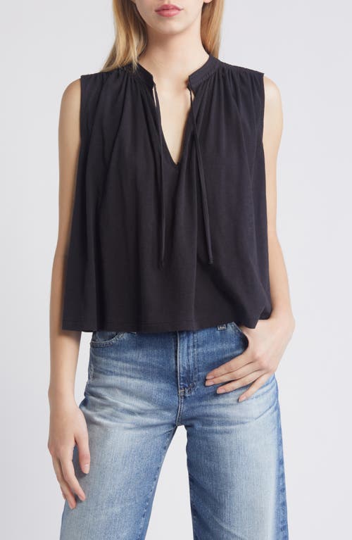 Via Tie Neck Tank in Jet Black