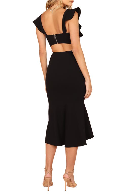 Petal And Pup Petal & Pup Yvonne Ruffle Trim Cutout High-low Dress In Black