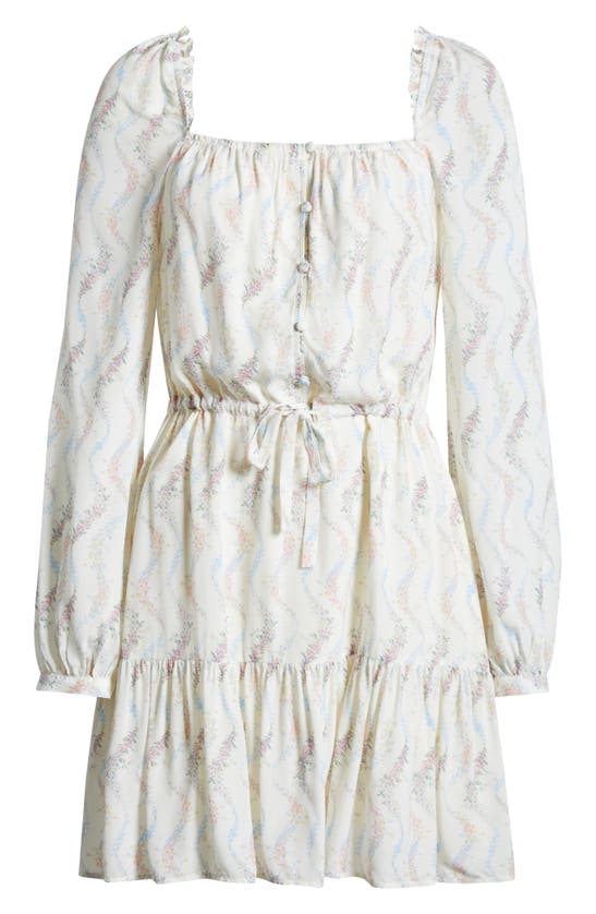 Shop Paige Marjie Long Sleeve Minidress In Antique White Multi