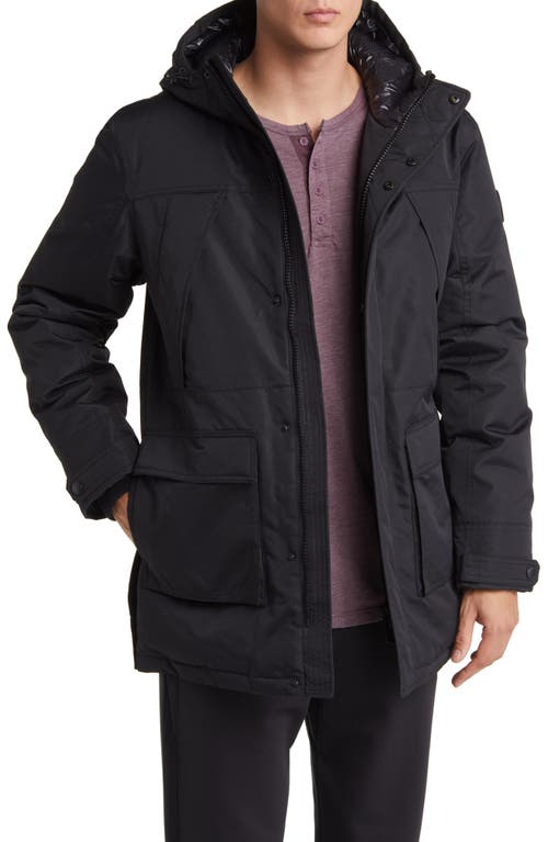 Plush Lined Hooded Insulated Parka in Black