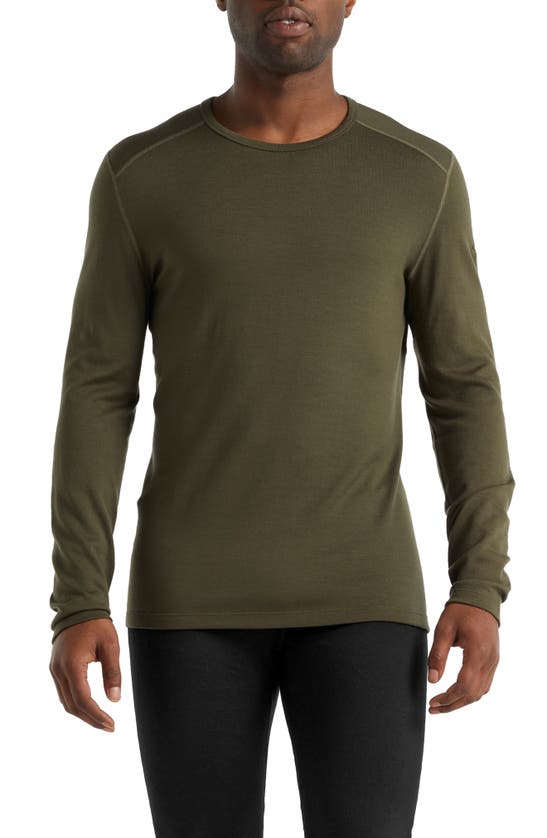 Icebreaker 260 Tech Merino Wool Crewneck Base Layer Top In Loden