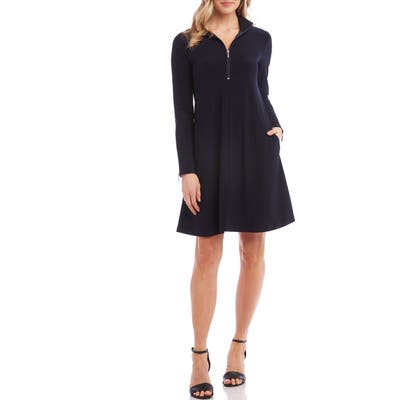 Karen Kane Quarter Zip A-Line Dress, Blue