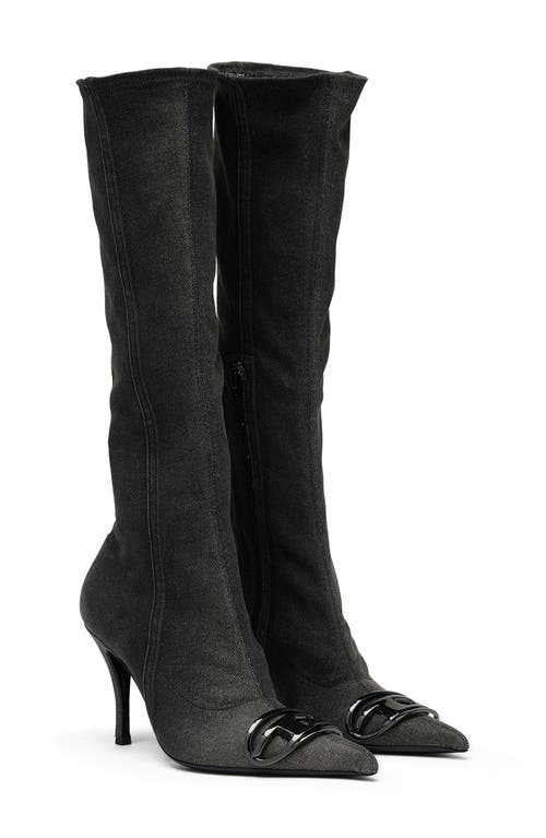 ® DIESEL Pointed Toe Knee High Boots in Black