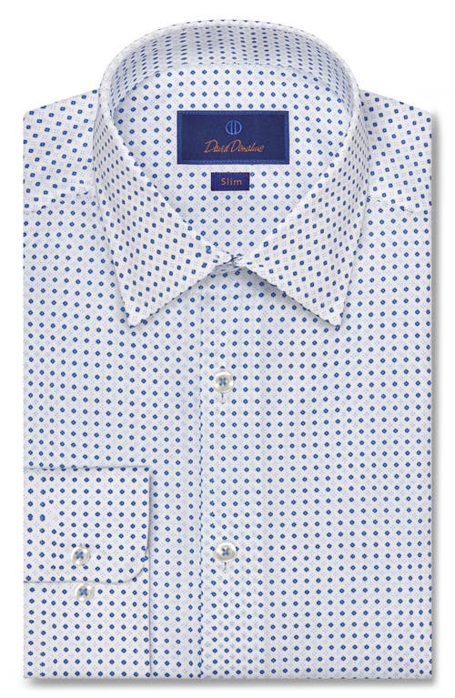 David Donahue Slim Fit Floral Medallion Twill Dress Shirt In Blue