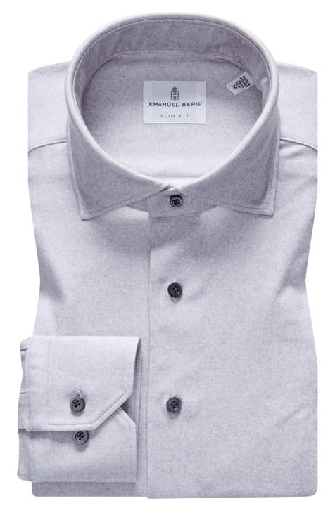 Slim Fit Resort collar Shirt, Light Grey