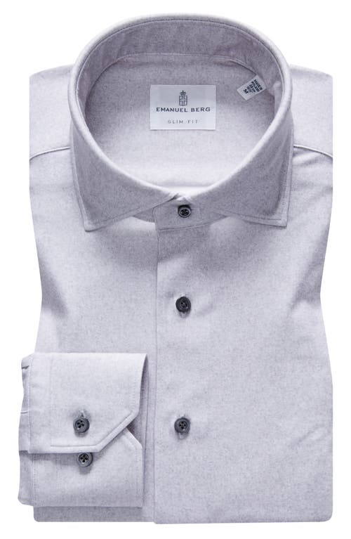 4Flex Slim Fit Heathered Knit Button-Up Shirt in Light Grey