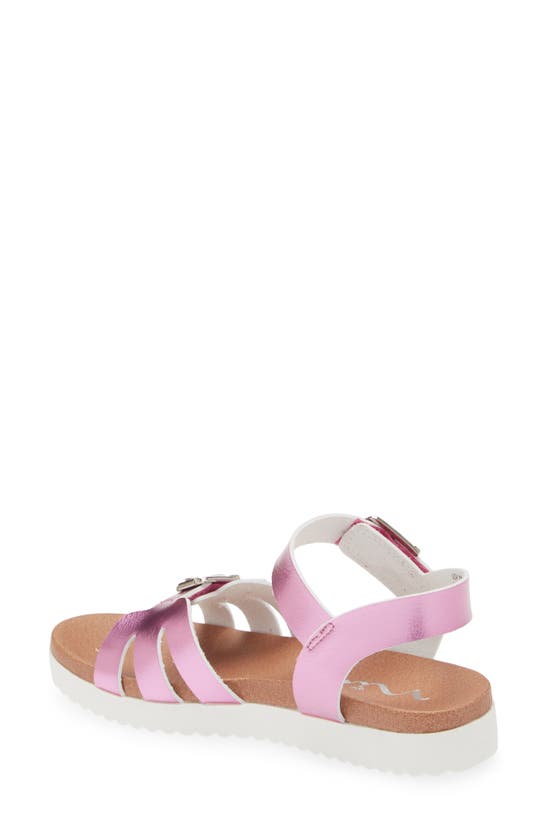 Shop Nina Kids' Lacey Metallic Strappy Sandal In Dark Pink Metallic