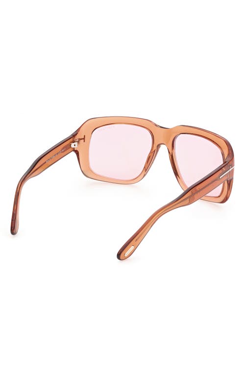 Tom Ford 57mm Square Sunglasses In Shiny Light Brown/violet