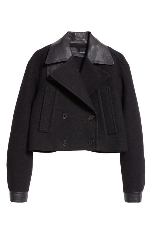 Proenza Schouler Reyes Wool And Faux Leather Crop Jacket In Black