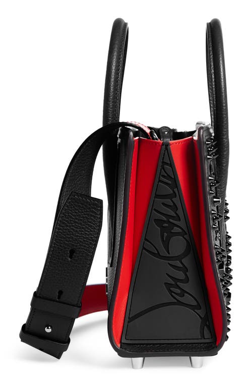 Christian Louboutin Mini Paloma Studded Calfskin Satchel In Black/black/ultrablack