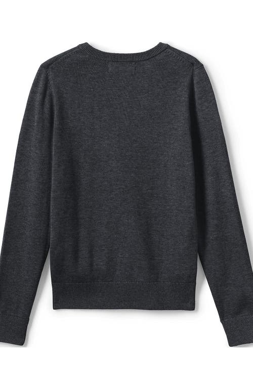 Shop Lands' End School Uniform Boys Cotton Modal Fine Gauge V-neck Sweater In Coal Heather