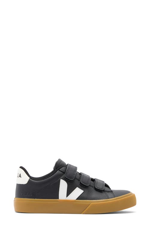 Veja Recife Logo Leather Sneaker In Black White