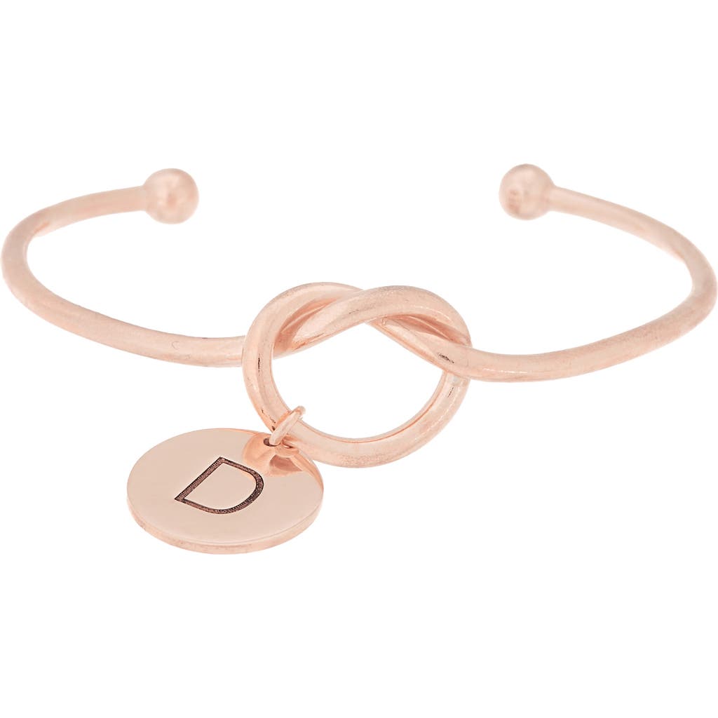 Meshmerise Love Knot Initial Bracelet In Rose-d