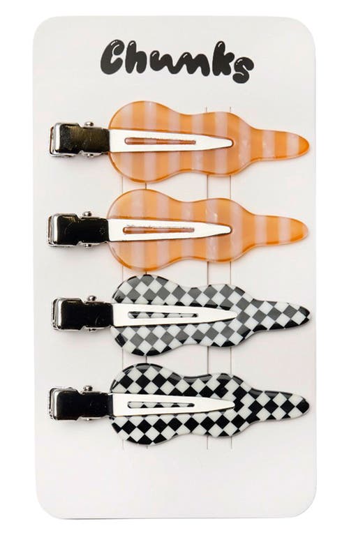 Assorted 4-Pack Hair Clips in Stripe And Glitch