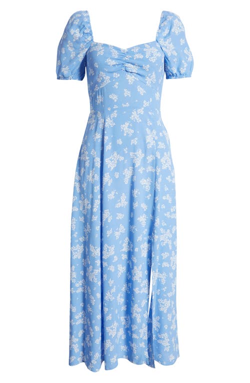 Shop & Other Stories Floral Puff Sleeve Midi Dress In Blue Light