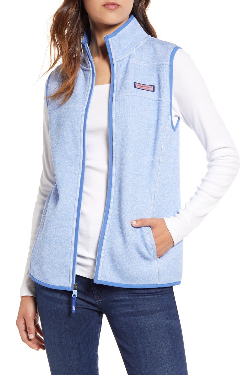 VINEYARD VINES Fleece Sweater Vest, Main, color, HYDRANGEA