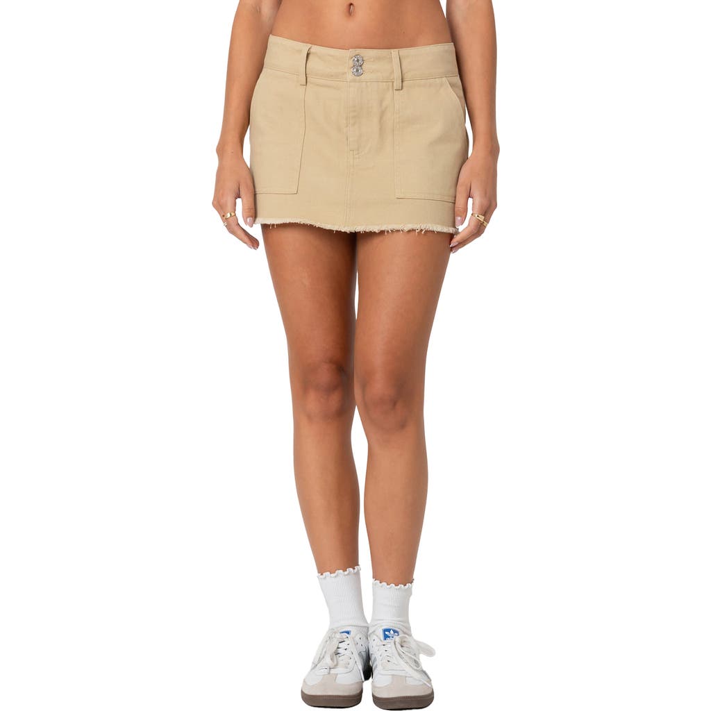 Shop Edikted Metal O-ring Miniskirt In Beige