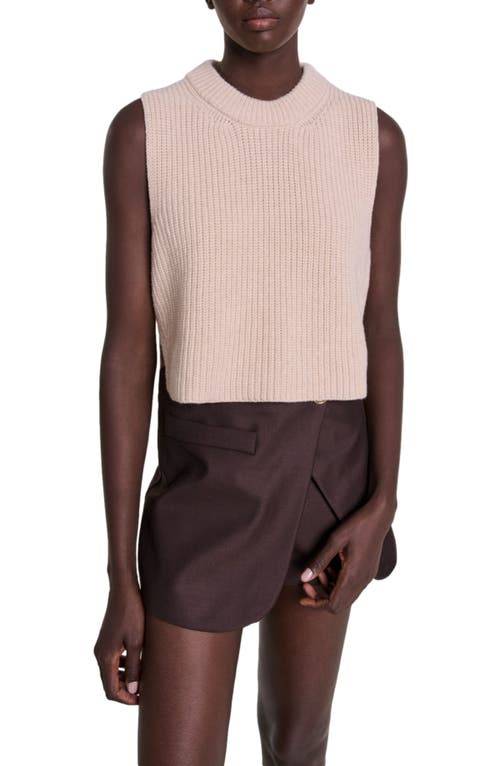 Shop Maje Sleeveless Wool Sweater In Beige